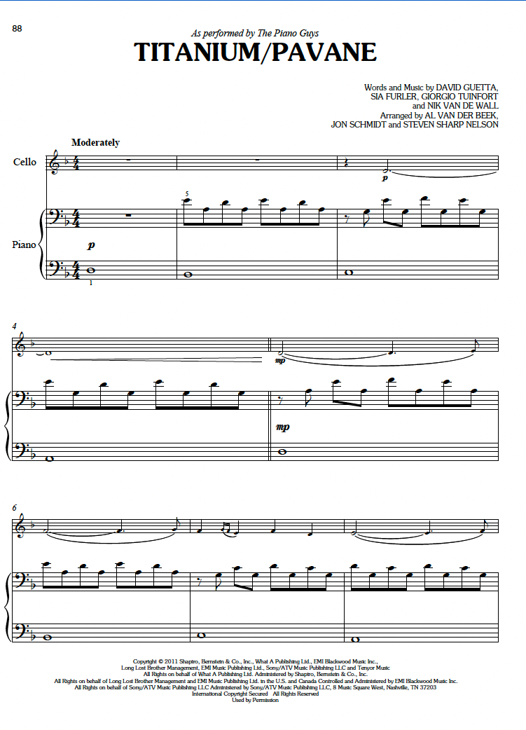 "Titanium/Pavane" - Sheet Music Single (PDF DOWNLOAD ONLY)