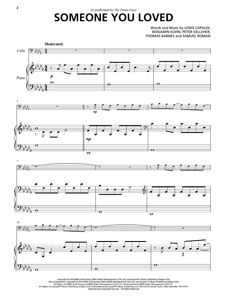 "Someone You Loved" - Sheet Music Single (PDF DOWNLOAD ONLY)