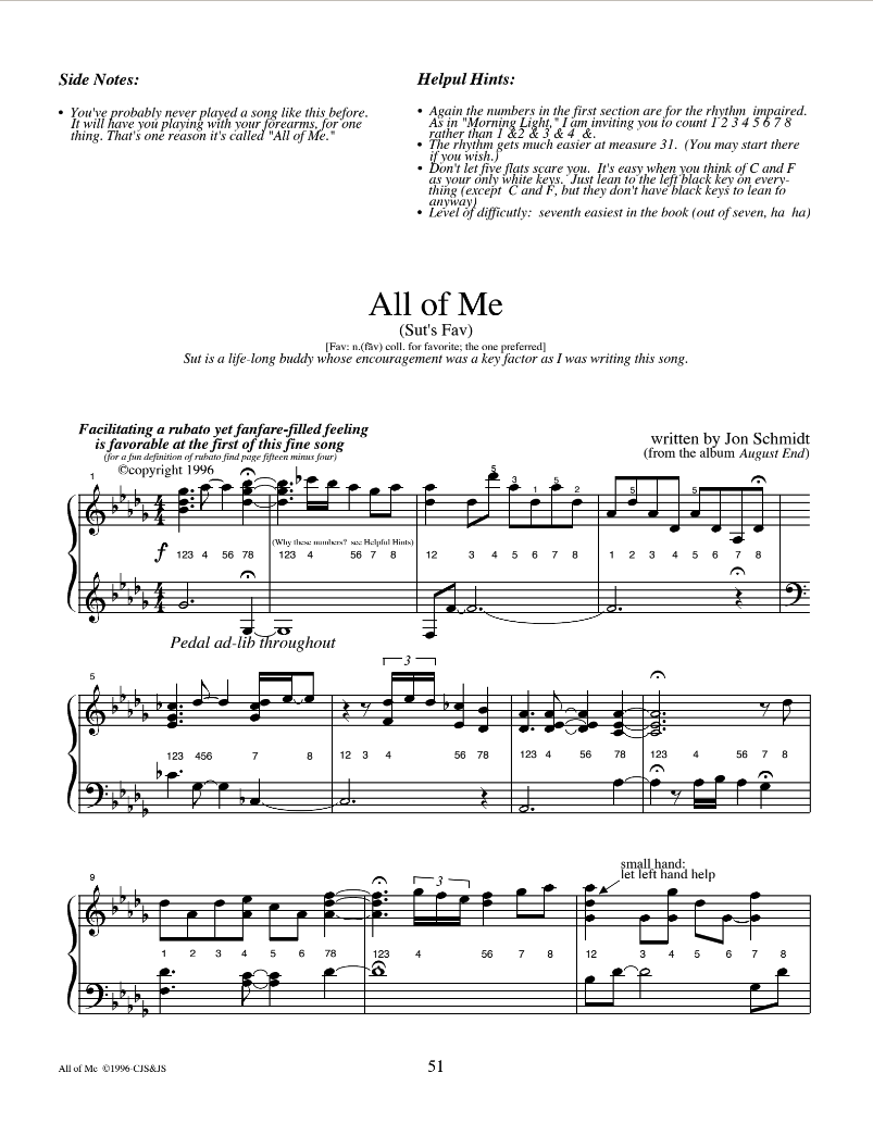 "All Of Me" - Sheet Music Single (PDF DOWNLOAD ONLY)