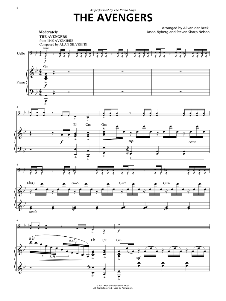 "The Avengers" - Sheet Music Single (PDF DOWNLOAD ONLY)