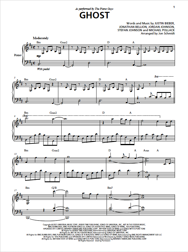 Ghost Piano Solo Sheet Music Digital Download (PDF) – The Piano Guys