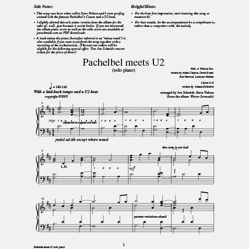 pedal ad libitum Pachelbel Meets U2